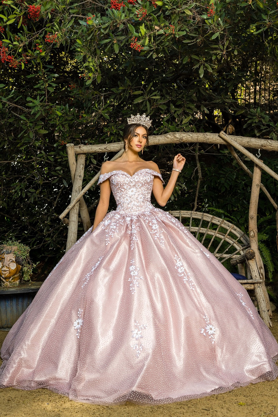 Dusty rose ball gown with train alternative