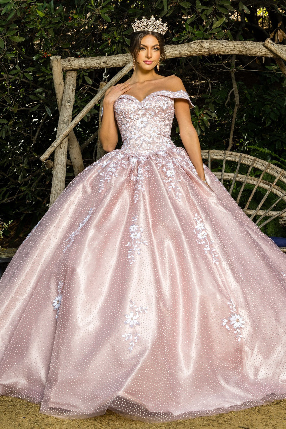 Dusty rose ball gown with train 