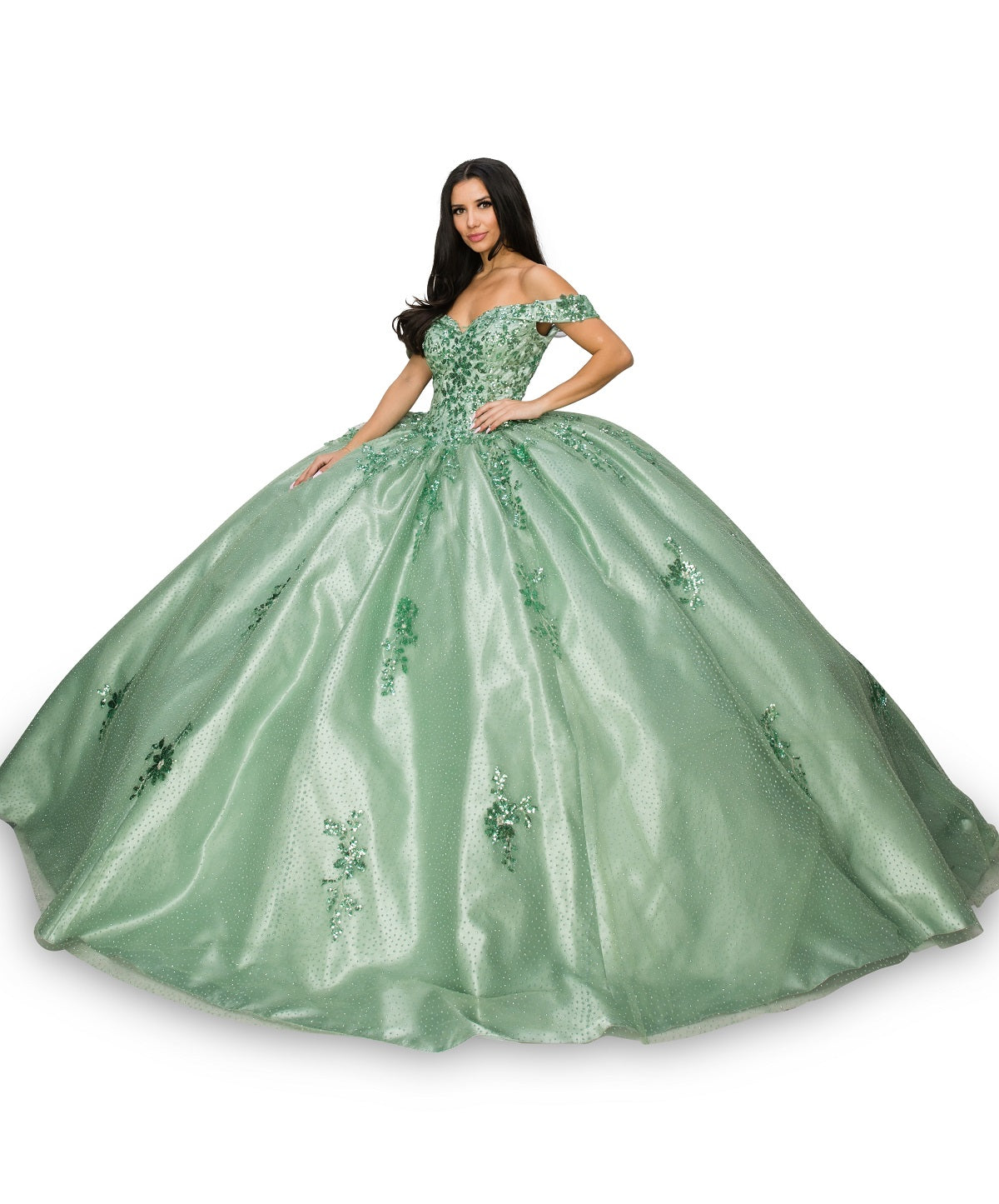 Sage ball gown with train alternative