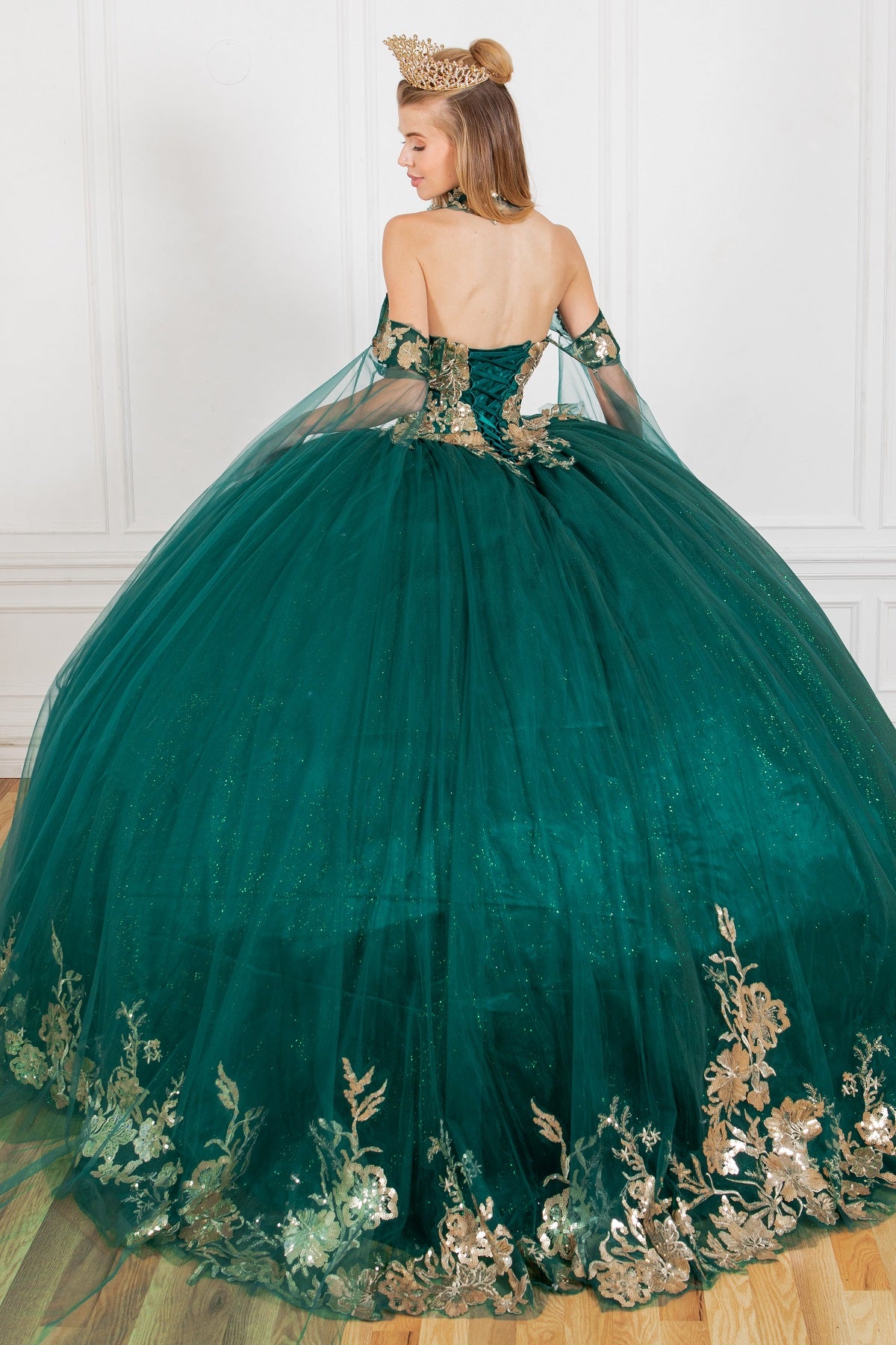 Back of quinceanera gown dress