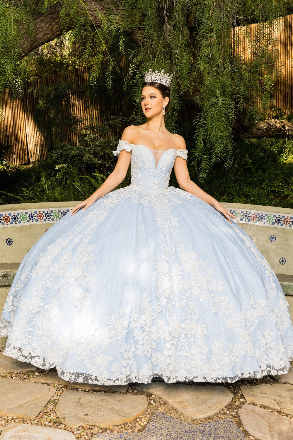 Blue princess ball gown wedding dress alternative