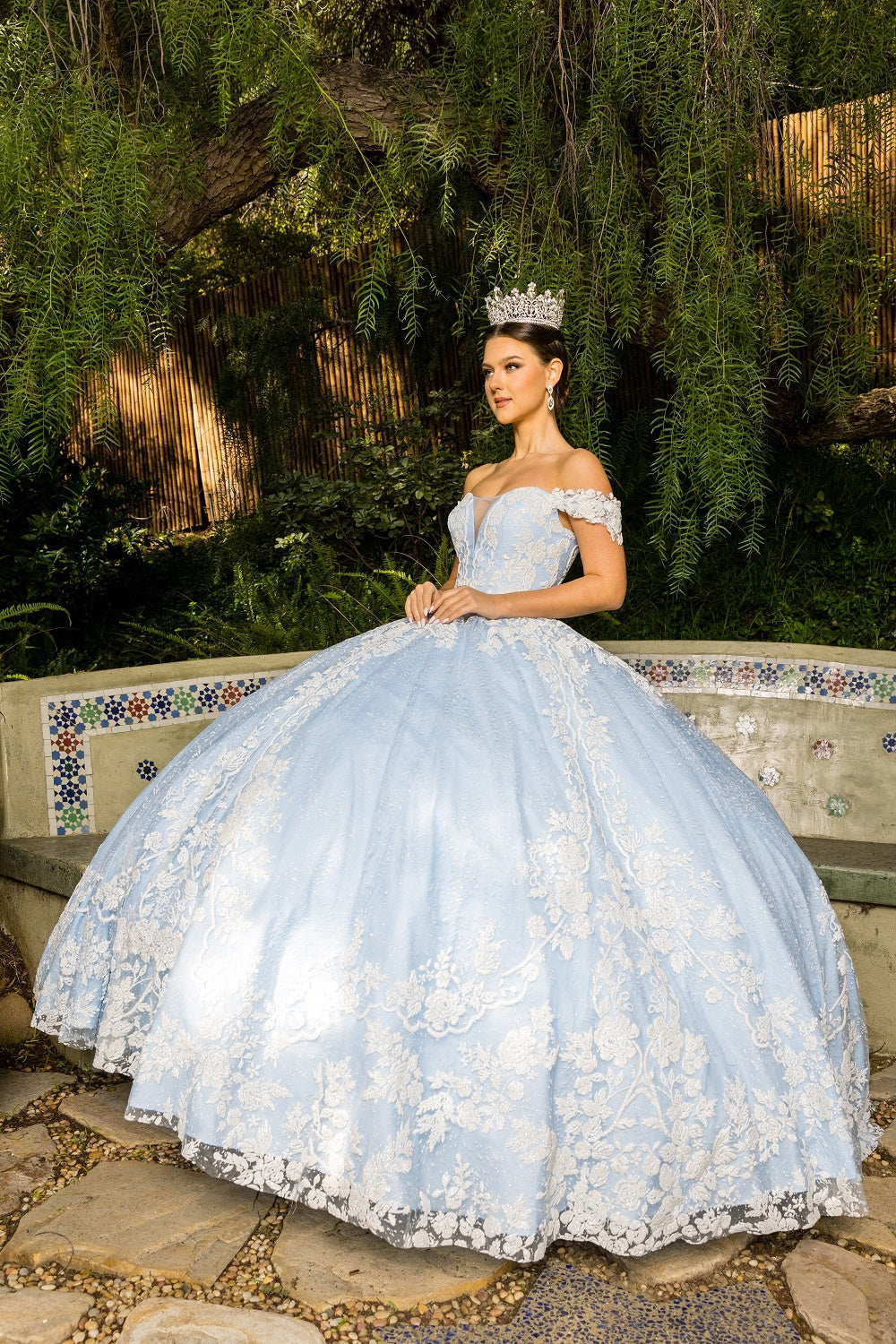 Blue princess ball gown wedding dress alternative