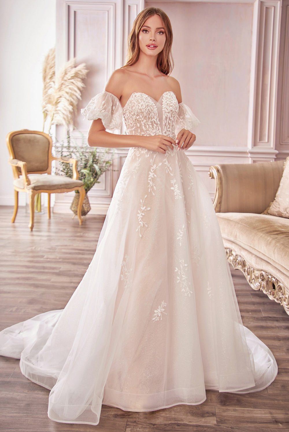 Plus Size Long Wedding Dress with Elongated Vintage Hem Tail-smcdress