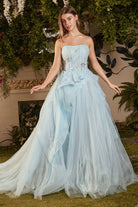 Strapless vintage gown with floral bodice and lux modern A-line-smcdress