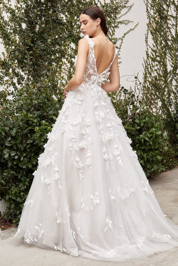 Liza Wedding Gown: Modern Bride Vintage Style, Plunging V-neck & Open Back-smcdress