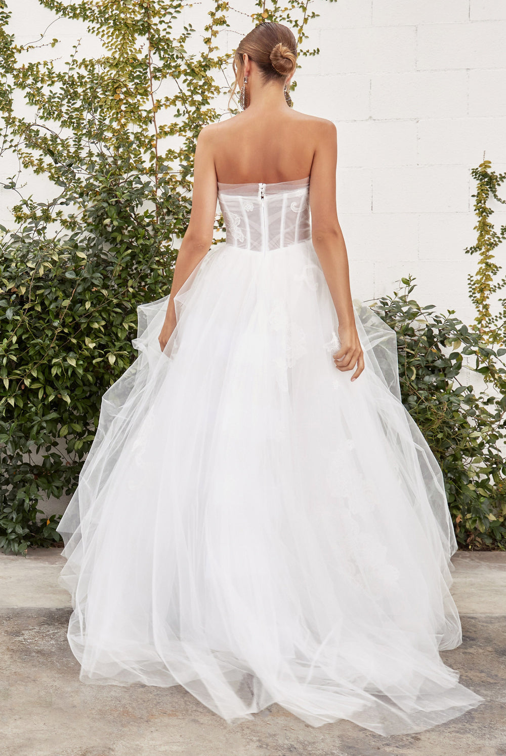 Stunning Aurora Tulle Gown for Modern Brides with Vintage Appliqués and Sheer Zipped Corset-smcdress