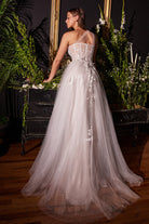 Leila Bridal A-line Gown: One Shoulder, Sheer Bodice, Bustier Corset, Vintage Boho-smcdress
