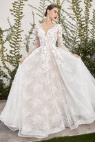 Floral applique wedding gown-smcdress