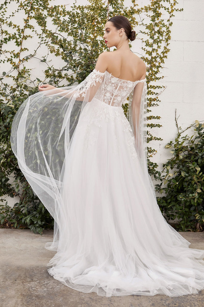 Back of off white wedding gown