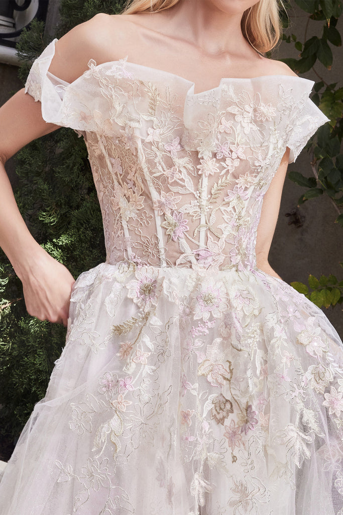Elois Gown: Off Shoulder, Boho, Elegant, Embroidered, Floral-smcdress