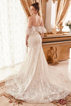 Back of off the shoulder bridal gown