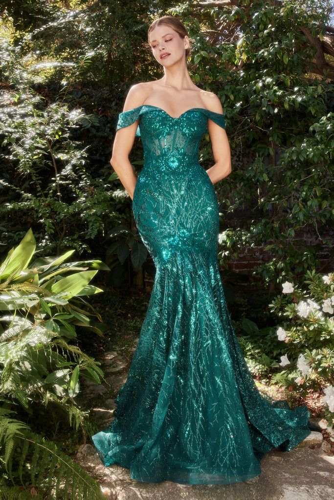 Sheer Sequined Strapless Bodice Mermaid lace Evening Gown-smcdress