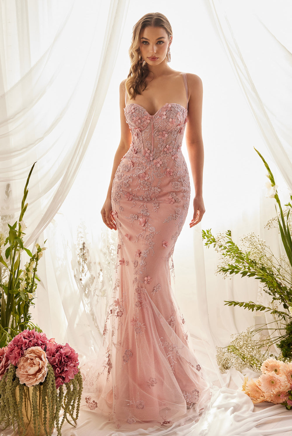 Embellished Daisy Prom Gown with Sweetheart Backless Bodice-smcdress