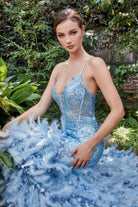 Feather Mermaid Gown: Luxury Gala, Sweet & Trendy, V-neck, Mid Open Back, Laced Bodice-smcdress