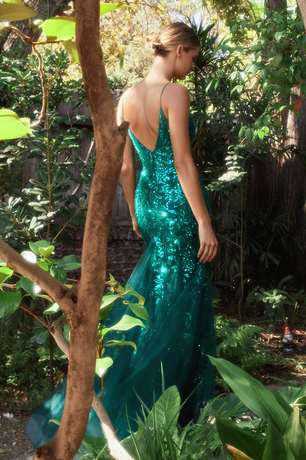 Luxury Sequin Mermaid Gown w/ Beaded Lace Applique & V-Back-smcdress