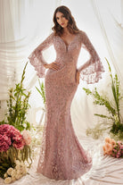 Luxe Mermaid Prom & MOB Gown w/ Applique Glittery Evening Dress-smcdress