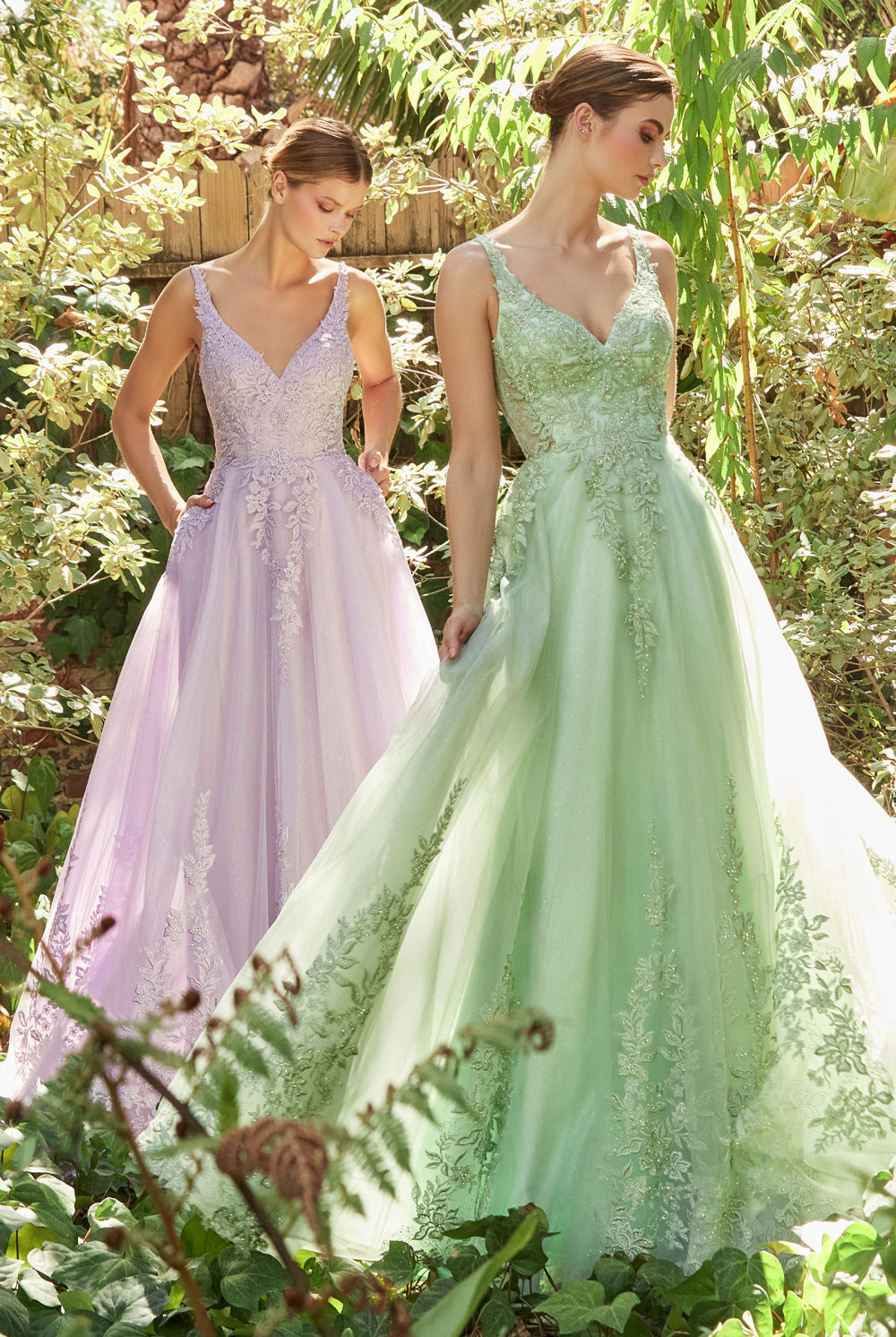 Vintage Prom Dress w/Lace, Floral, Open Back & Deep v-neck Bodice; Pastel Blue Lavender Sage-smcdress