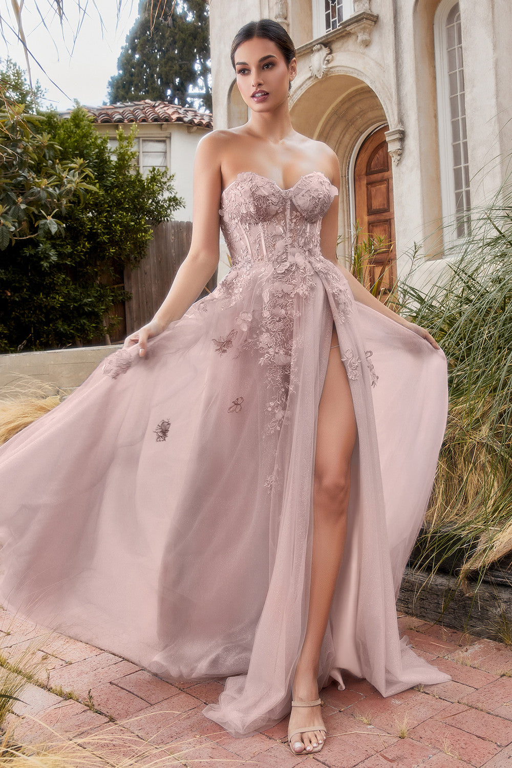 FELICITY LACE SWEETHEART TULLE GOWN-smcdress