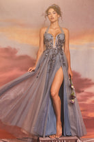 Princess Boho Retro A-Line gown, Halter V-neck, Sheer Bodice, for Prom & Bridesmaids-smcdress