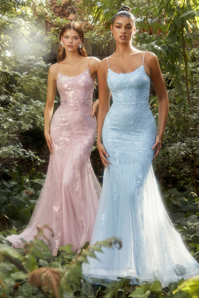 Lace Mermaid Gala Dress: scoop neck, open back, sequin bodice-smcdress