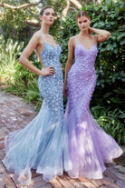 Chromatic Mermaid Gown with 3D Florals-smcdress