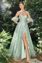 Leg Slit A-line Sweetheart Ball Gown with Detachable Sleeve-smcdress
