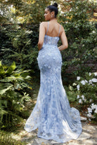 Opal Butterfly Mermaid Prom Gown with Side Slit-smcdress