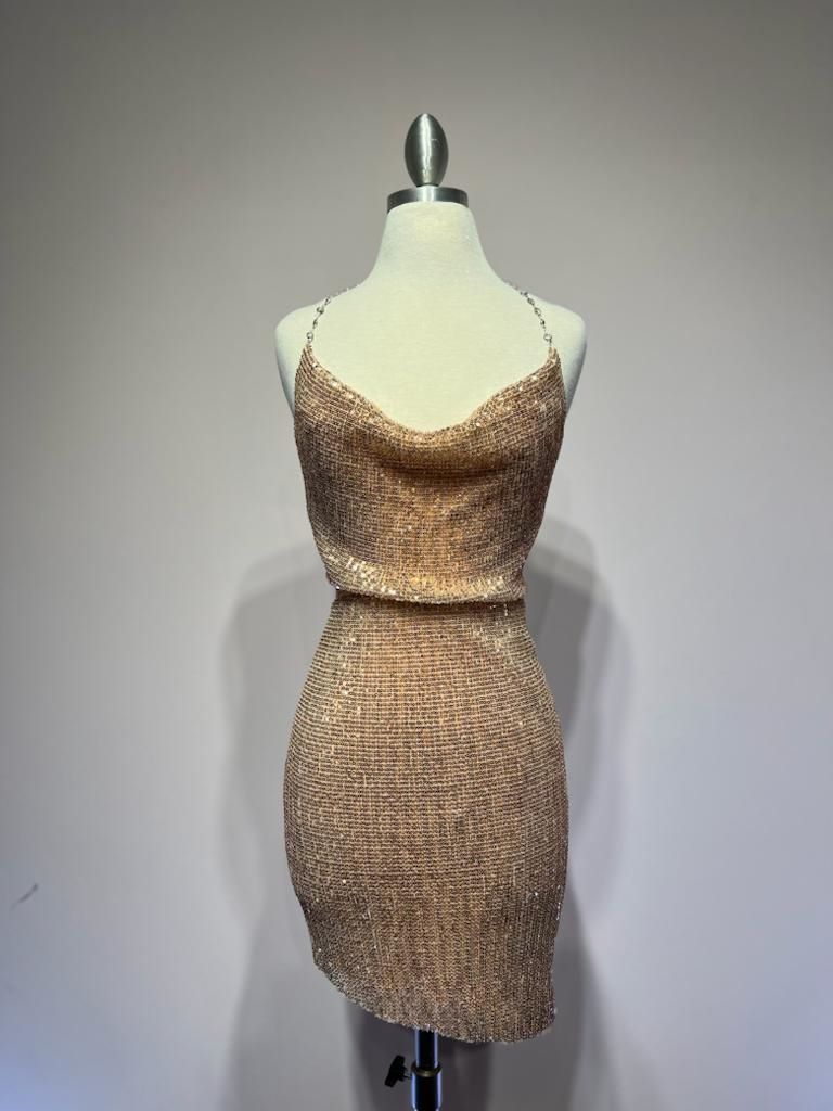 Open back sequin short dress