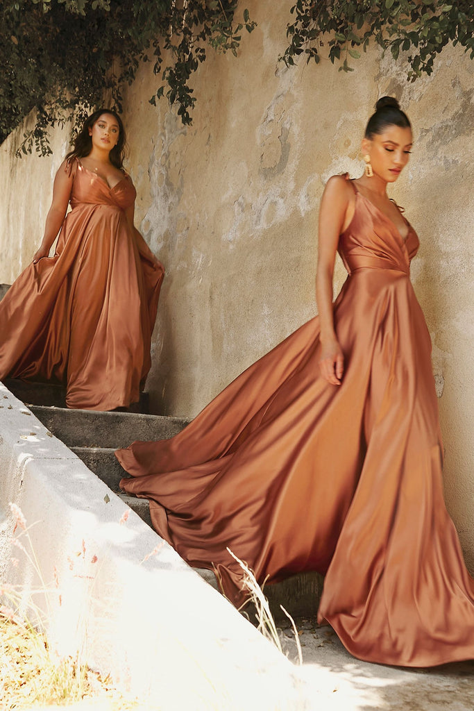 Flowy A-Line Gown of Satin-smcdress