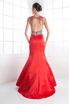 Beaded Bodice Satin Mermaid Gown-smcdress