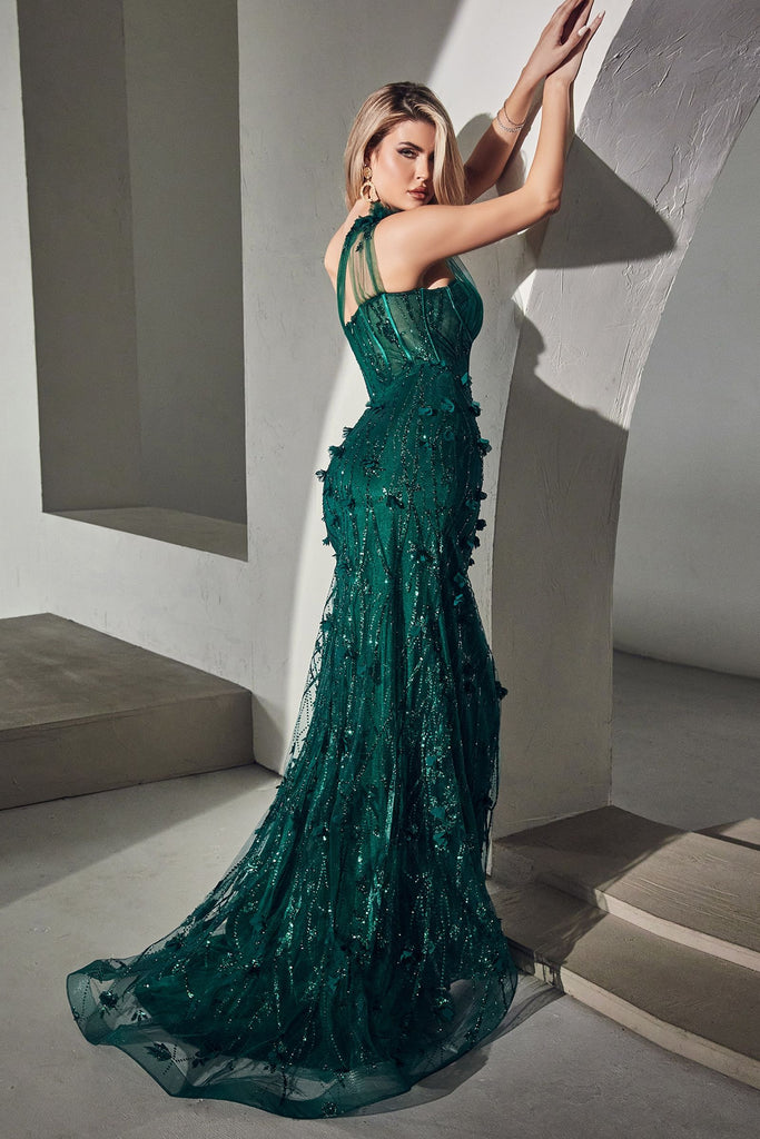 Glitter one-shoulder gown-smcdress