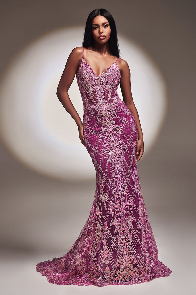 Glitter Mermaid Gown, Fitted-smcdress