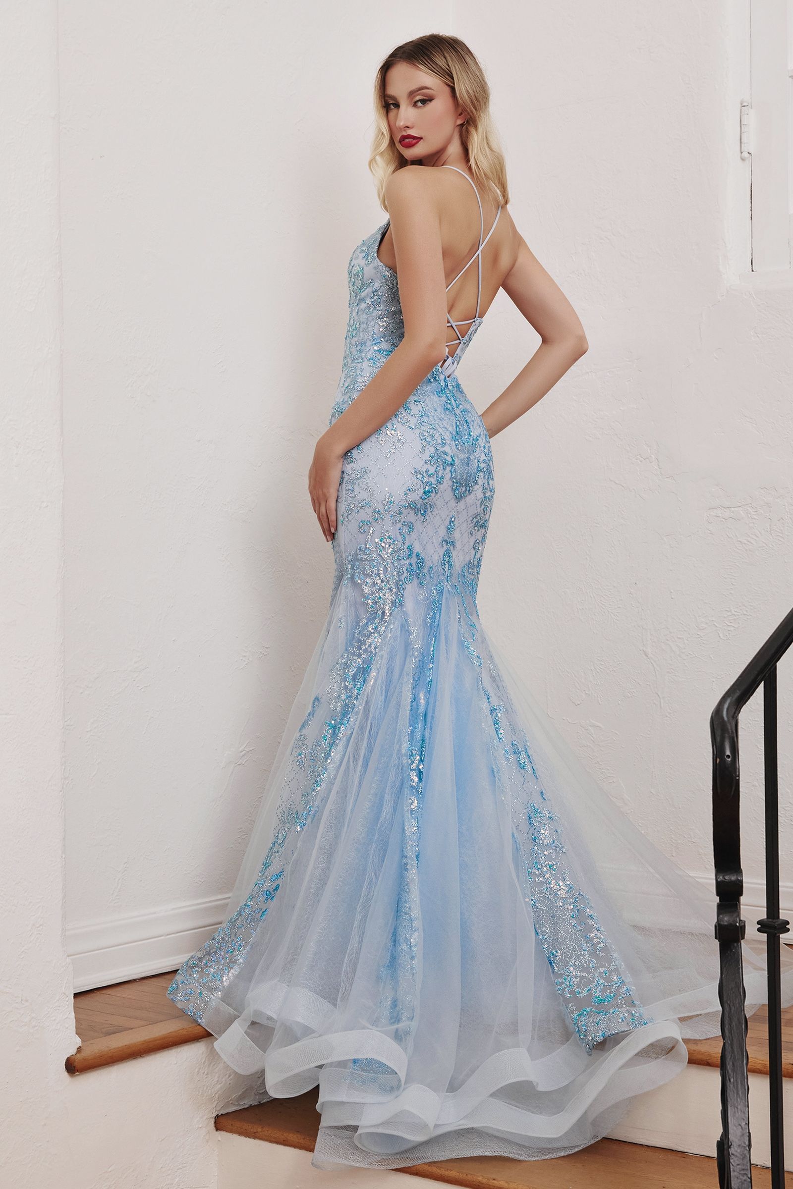 Mermaid Gown w/ Glitter Print-smcdress