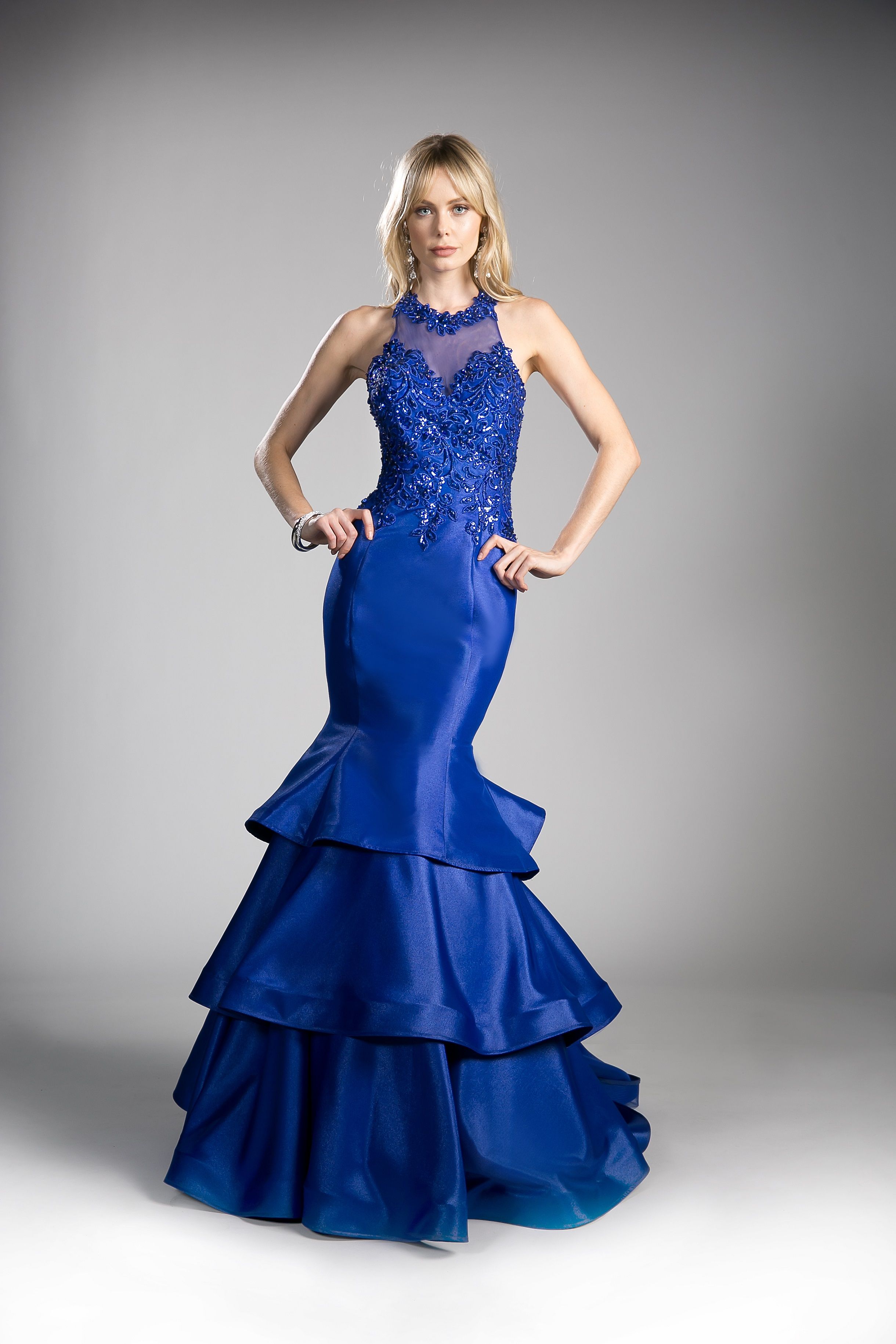 Beaded Lace Satin Mermaid Gown-smcdress