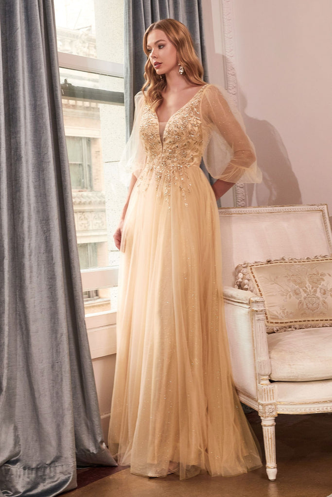 Tulle A-Line Dress with Glitter-smcdress