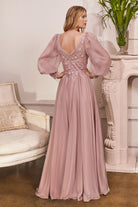 Chiffon Evening Gown, Long Sleeve-smcdress