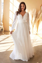 Chiffon long sleeve bridal dress alternative