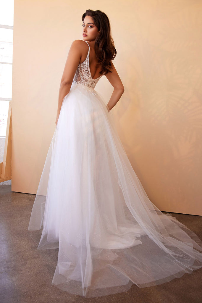 Back of layered tulle bridal gown