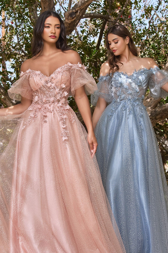 Layered Tulle A-line Gown Off the Shoulder-smcdress