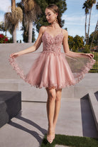 SHORT A-LINE LACE & TULLE DRESS-smcdress