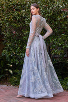 Embellished Ball Gown, Long Sleeve-smcdress