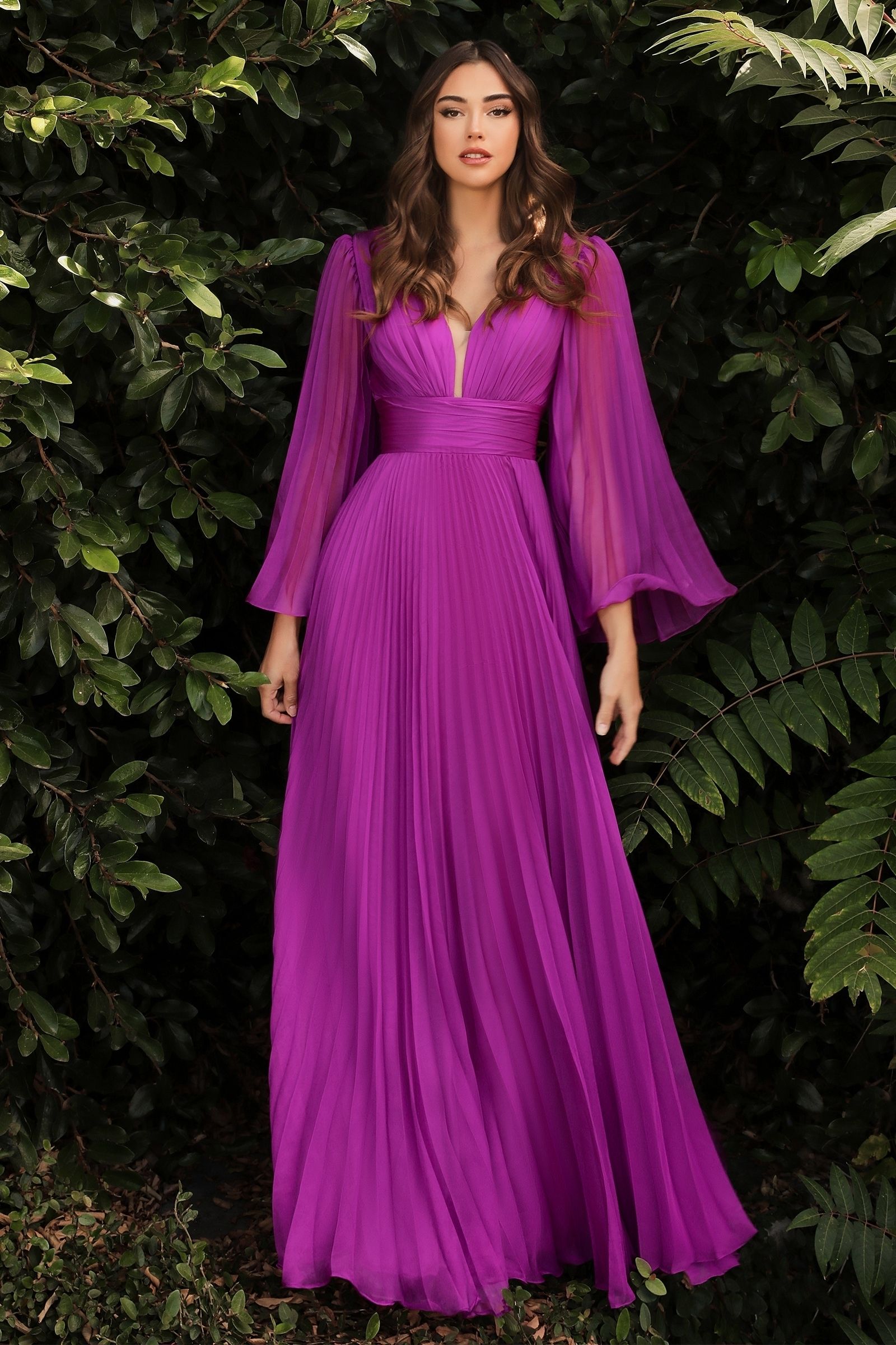 DHgate.com:Pleated Chiffon Dress | Long Sleeve A-Line Dress