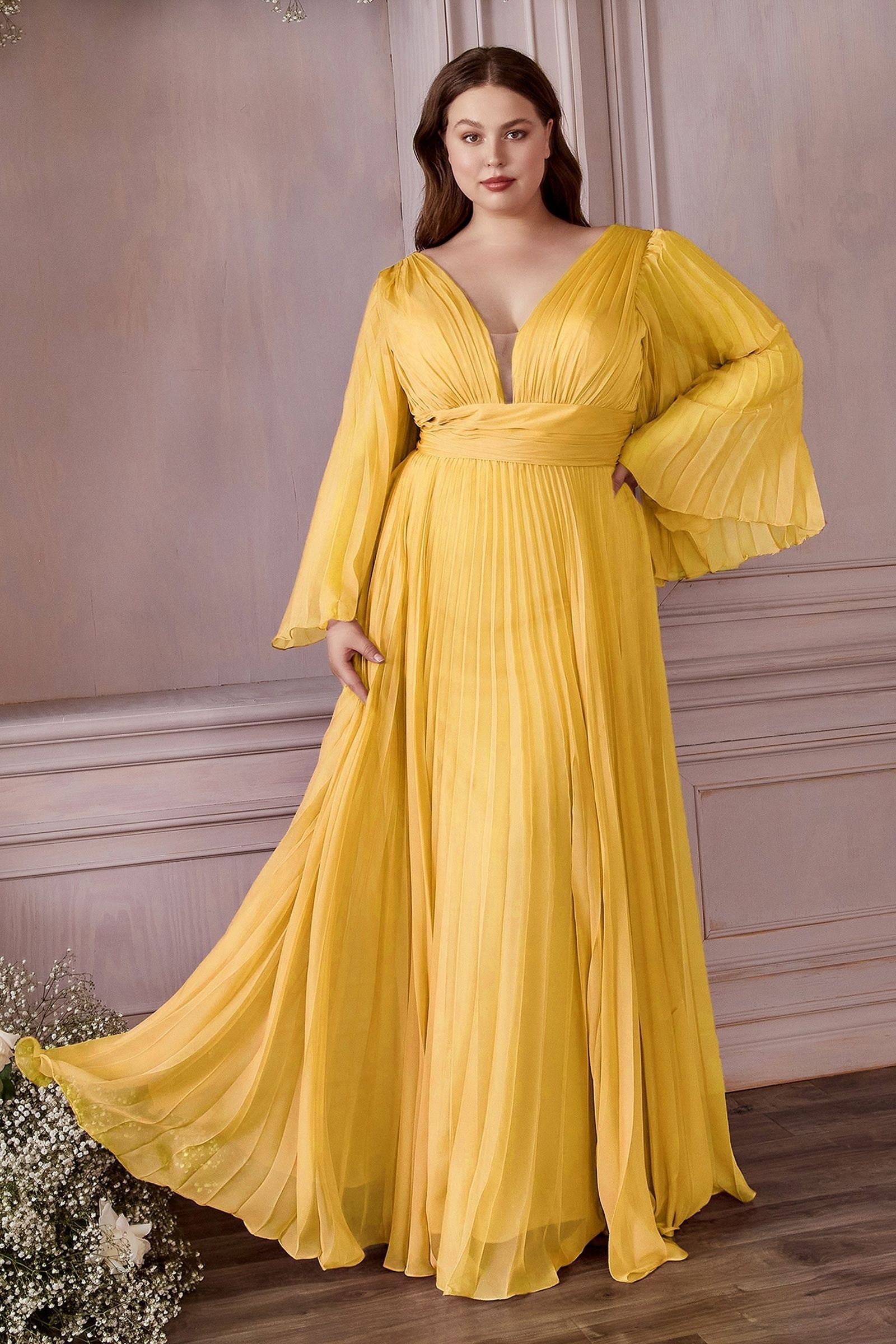 Gold chiffon gown hot sale