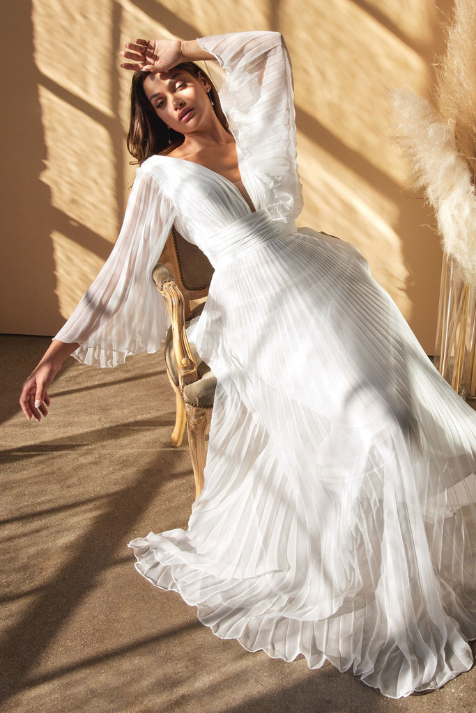 Pleated Chiffon Gown-smcdress