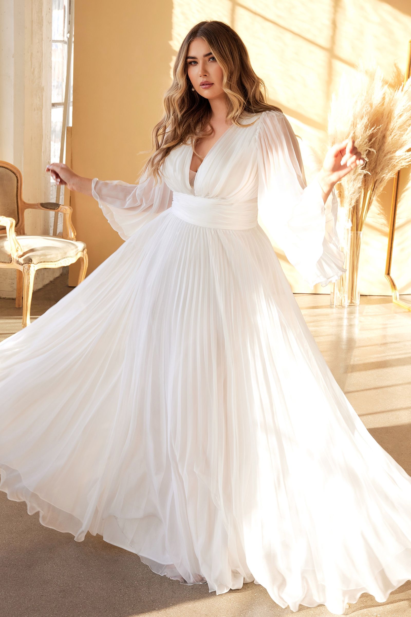Pleated Chiffon Gown-smcdress
