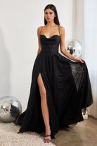 Glitter Ball Gown w/ Lace-Up Corset-smcdress