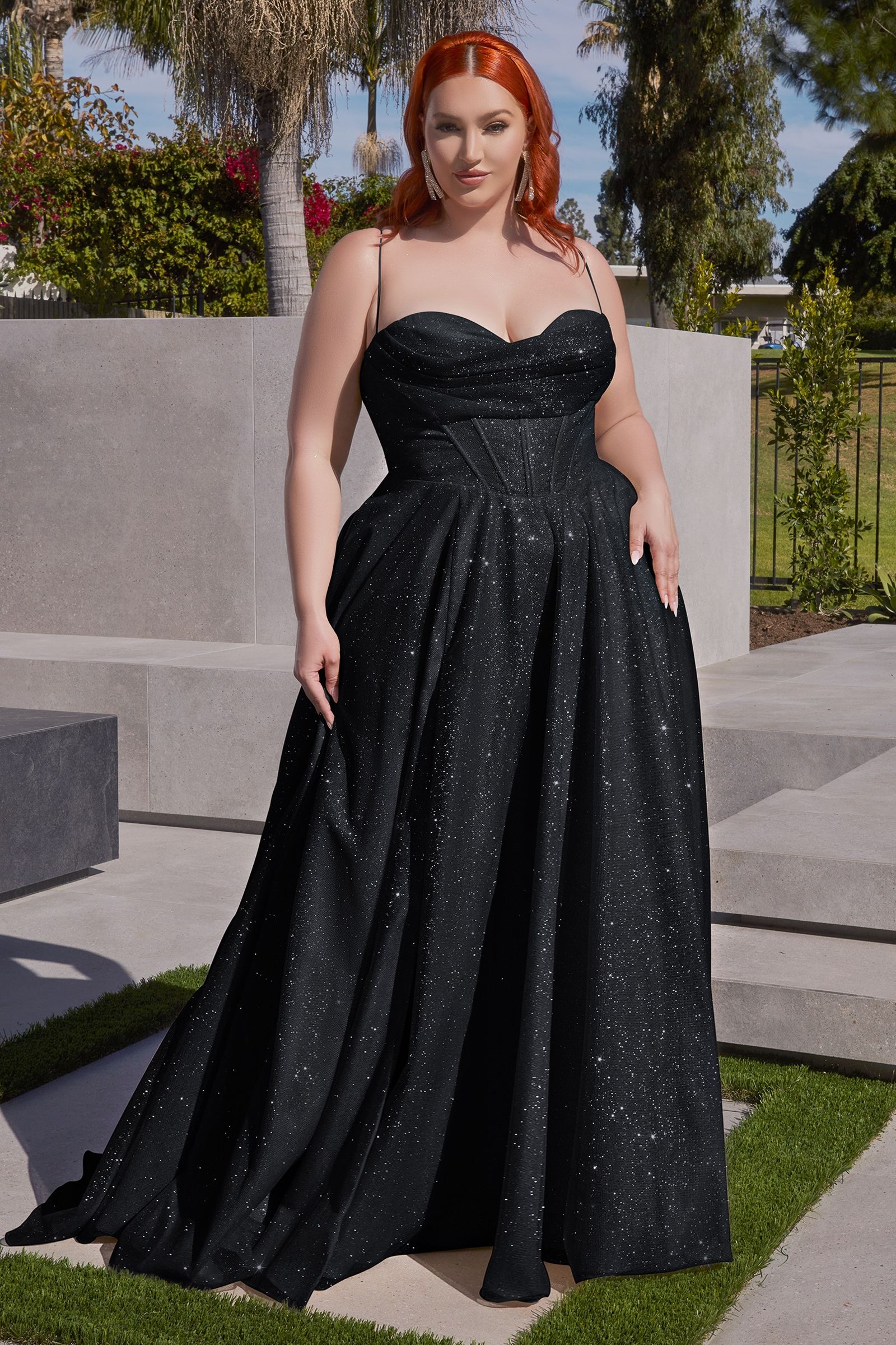 Glamorous Prom & Ball Gown with glitzy spaghetti straps, cowl neckline and sensual shimmering style - perfect for bridesmaids-smcdress