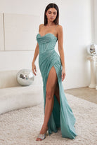 Glitter Wrap Dress w/ Cowl Neck, Mermaid Silhouette & Ruched Top-smcdress