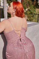 Plus-Size Glitter Gown w/ Cowl Neck, Sensual Bodice, Mermaid Silhouette, Leg Slit & Elegant Curve-smcdress