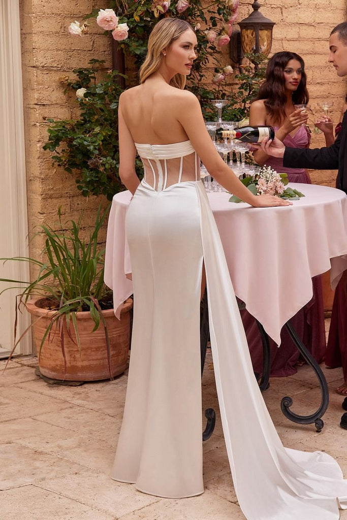Back of sheer corset wedding gown